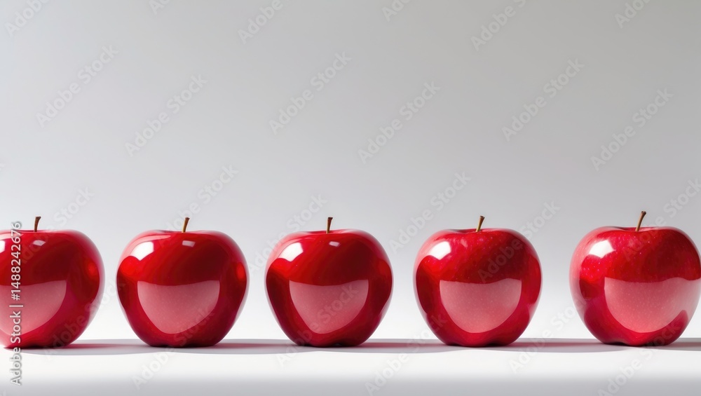 Poster isolated red apple collection on background.