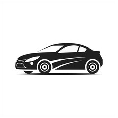 Modern minimalist car silhouette icon on white background