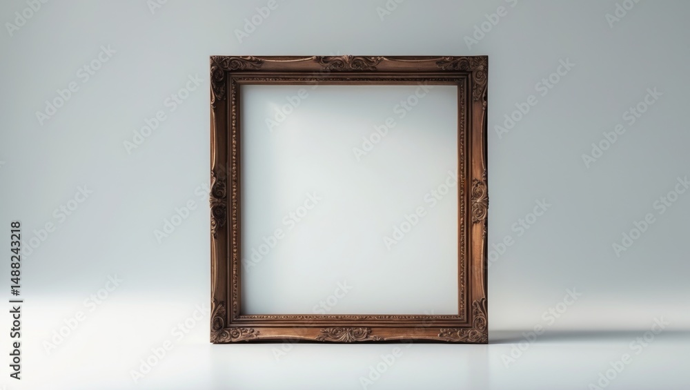 Poster isolated wooden picture frame with empty space against a background