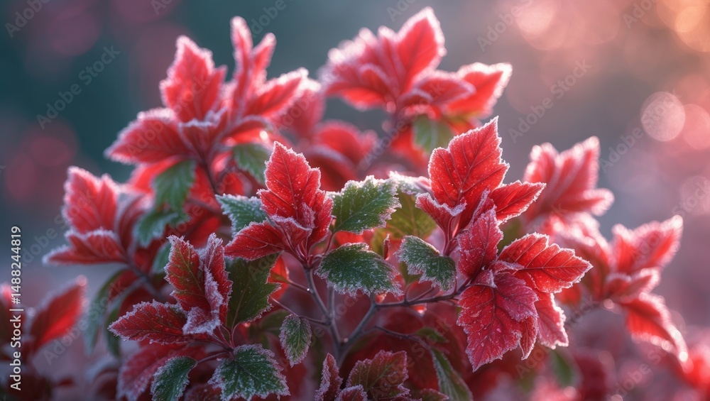 Aufkleber red-leaved frozen azalea. macro photograph. out-of-focus backdrop.