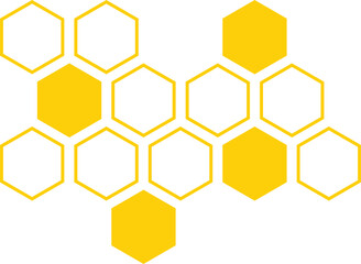 yellow honeycomb icon, honeycomb outline symbol vector illustration.