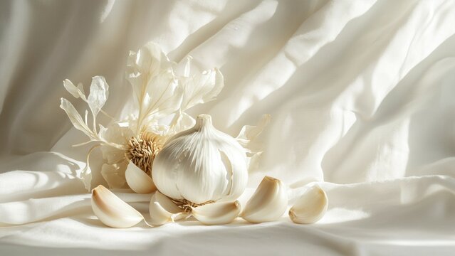 garlic on a white background