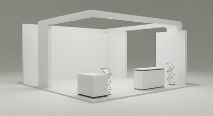 trade show booth,  exhibition stand,  expo stand, Modern Blank Trade Show Booth Design