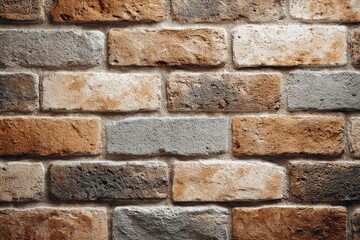 Fototapeta premium Close-up of textured brick wall in natural tones.
