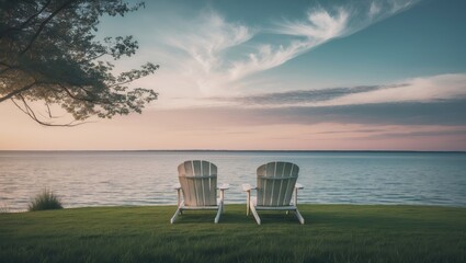 Scenic Chesapeake Bay Landscape Featuring Beach Chairs and Ocean Views