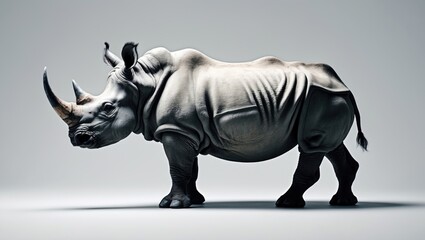 Obraz premium African Rhinoceros set against a white backdrop