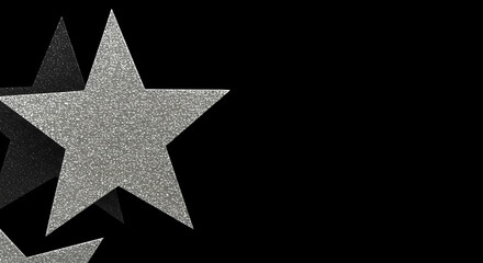 Fototapeta premium silver, glitter, stars, Silver Glitter Stars on Black Background