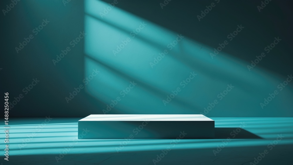 Poster podium and stand with deep shadow in background
