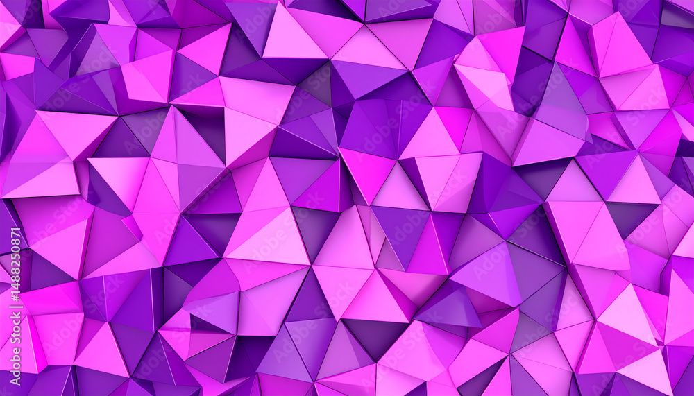 Poster a vibrant abstract pattern of interconnected purple triangles, creating a visually striking and mode