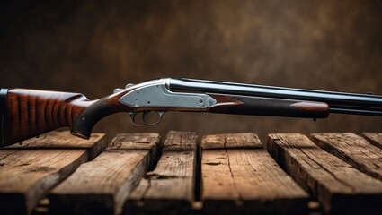 Shotgun resting on wood