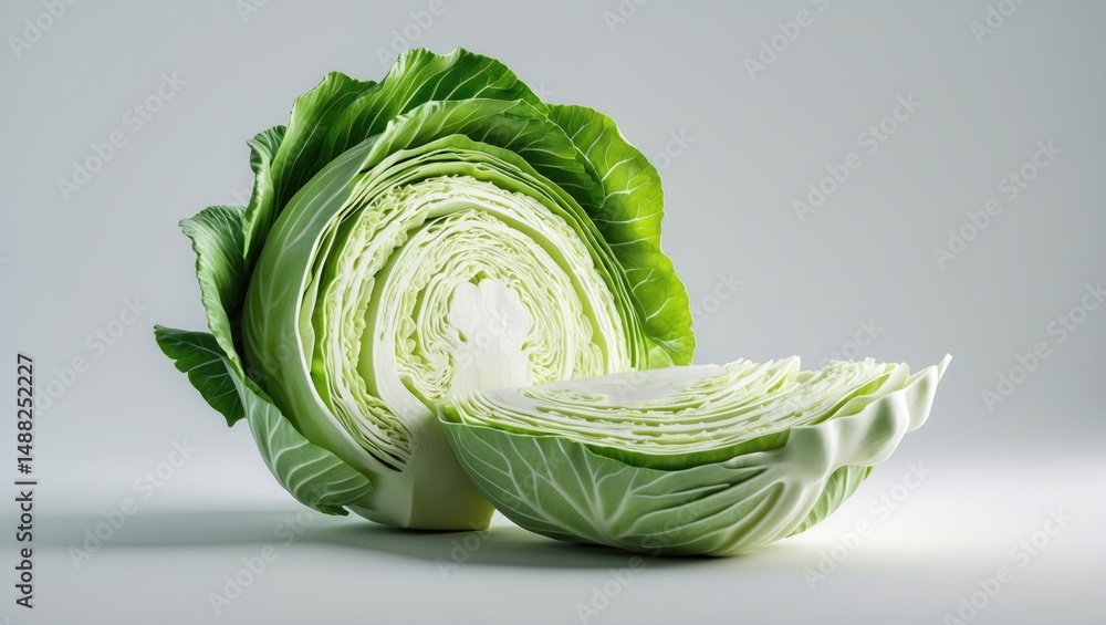 Poster isolated background featuring a sliced half of cabbage.