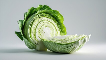 Isolated background featuring a sliced half of cabbage.