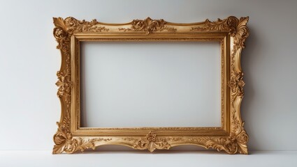 Empty panoramic picture frame cutout on white background