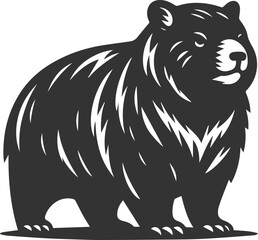 Obraz premium Wild animal vector silhouette wombat black drawing