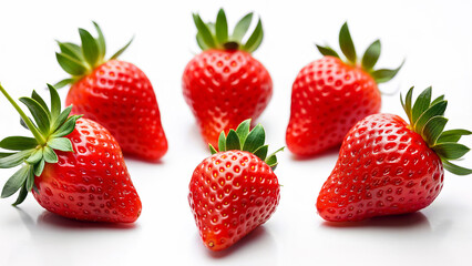 Isolated strawberries photo for food, health, or nutrition concepts. Useful for product packaging, advertising, or web design.