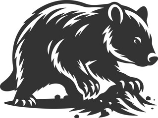 Wild animal vector silhouette wombat black drawing