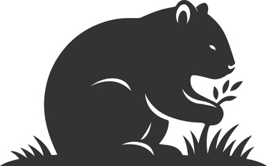 Wild animal vector silhouette wombat black drawing