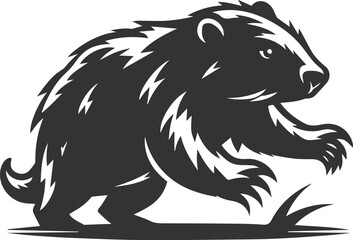Obraz premium Wild animal vector silhouette wombat black drawing
