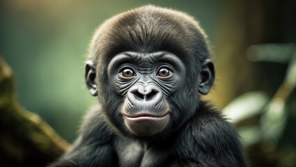 Naklejka premium Picture of a baby mountain gorilla
