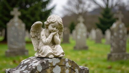 Obraz premium angel statue in cemetery