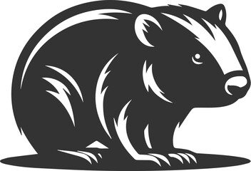 Wild animal vector silhouette wombat black drawing