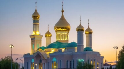 Magnificent Mosque at Dusk: A Breathtaking Architectural Masterpiece