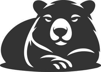 Wild animal vector silhouette wombat black drawing