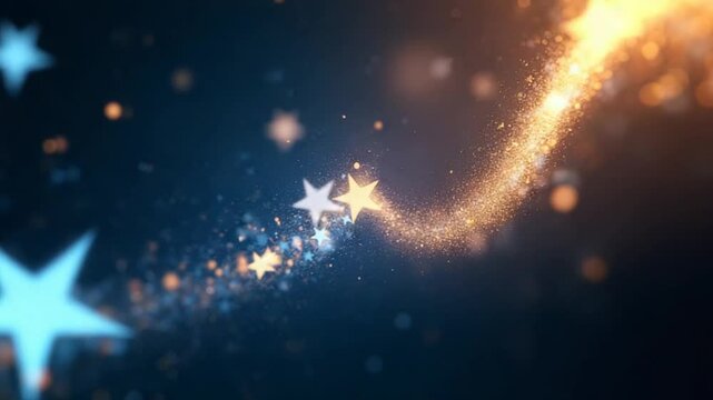 Loop flickering gold blue star particles animation background