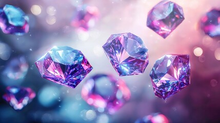 Floating jewels in vibrant shades of purple and blue.