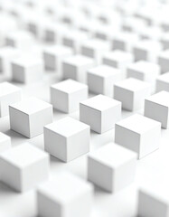 A close-up view of numerous small white cubes arranged in a grid pattern, creating a minimalist and modern aesthetic