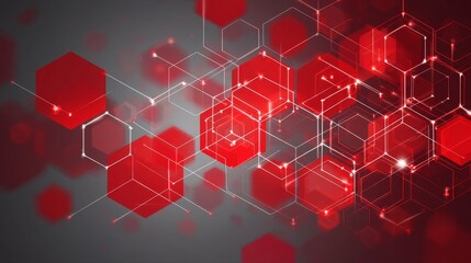 red abstract background geometric, light gray accents, minimalist, symbolizing technology, cyber security