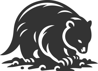 Wild animal vector silhouette wombat black drawing