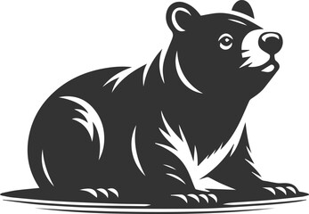 Wild animal vector silhouette wombat black drawing