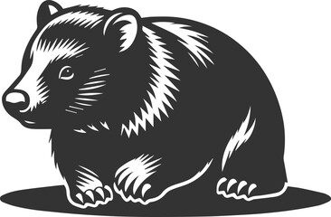 Wild animal vector silhouette wombat black drawing