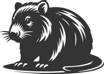 Wild animal vector silhouette wombat black drawing