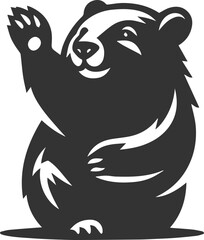 Wild animal vector silhouette wombat black drawing