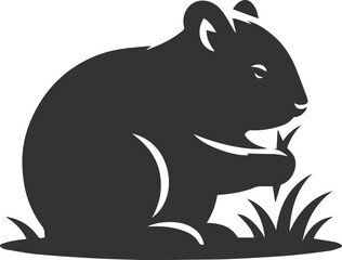 Wild animal vector silhouette wombat black drawing
