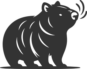 Wild animal vector silhouette wombat black drawing