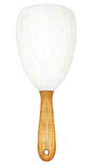 Watercolor pastry brush with wooden handle on a transparent background.