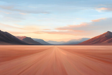 Naklejka premium Desert Road Sunrise Mountains