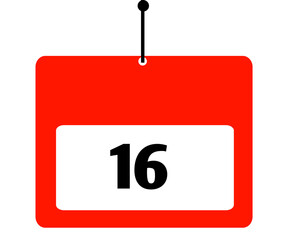Red Calendar Icon – 16th Day Date Reminder Vector Design