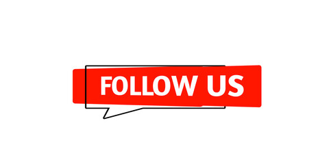 Follow Us Banner – Red Social Media Call-to-Action Vector Label