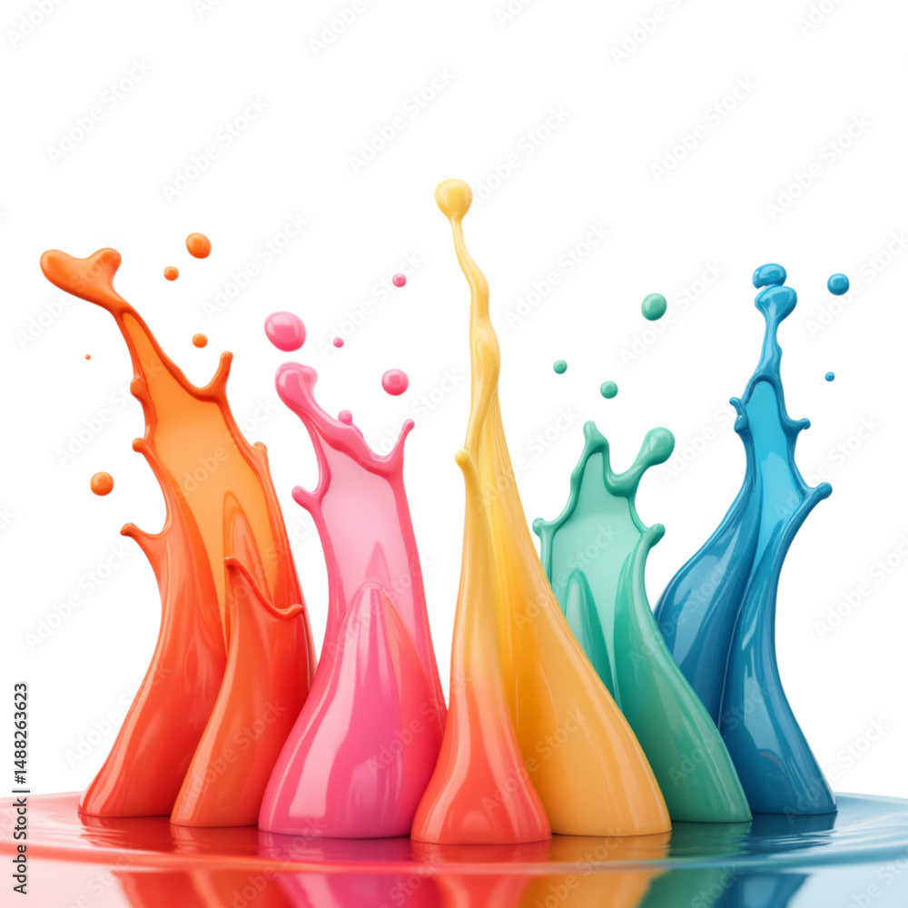 Aufkleber vibrant paint splashes in various colors create dynamic and artistic display, showcasing creativity 