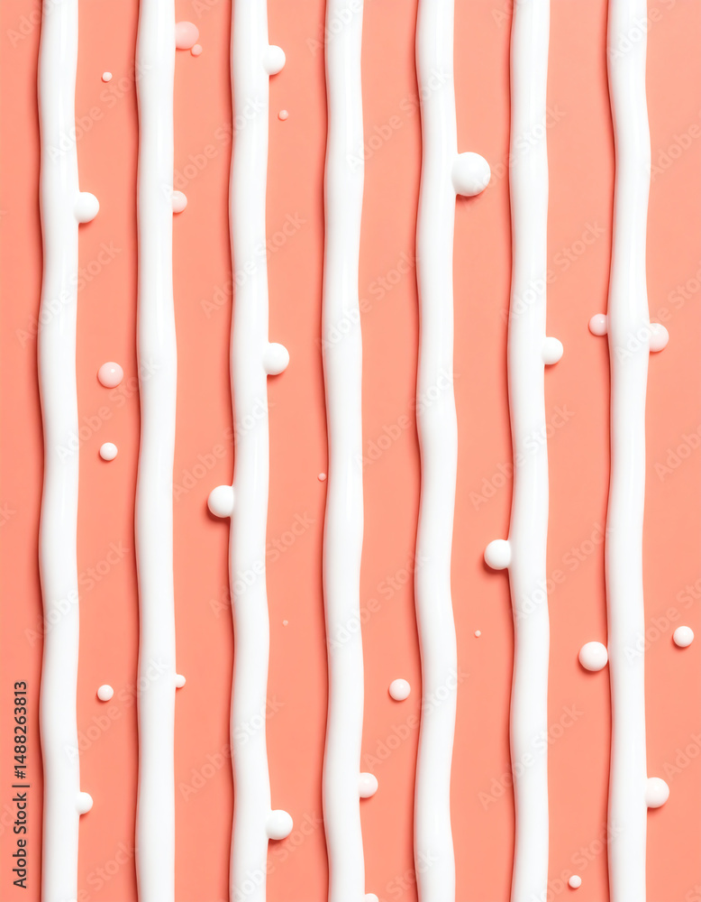 Poster abstract lines of white cream on a coral background create a visually appealing and modern design, s