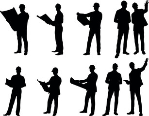 Silhouette of Engineer or Architect reviewing project plans