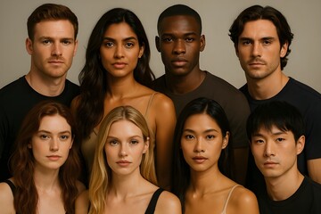 Obraz premium Multicultural Group of Fashion Models with Diverse Ethnic Backgrounds