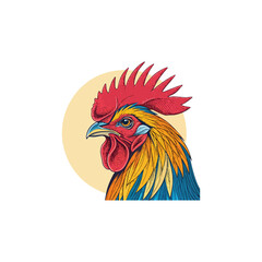 Chicken rooster head mascot Hen silhouette isolated on white background. Vibrant Rooster Logo Collection, chicken head. Chicken head design vector art, chicken animal vector illustration