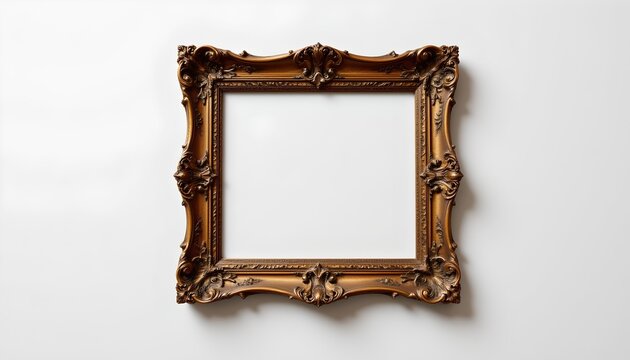 isolated ornate picture frame on a white background, in a detailed style, with intricate patterns