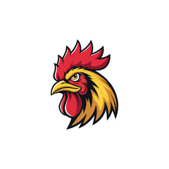 Chicken rooster head mascot Hen silhouette isolated on white background. Vibrant Rooster Logo Collection, chicken head. Chicken head design vector art, chicken animal vector illustration