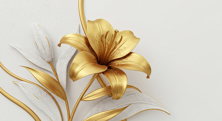 Gold and white lily flower graphic design.